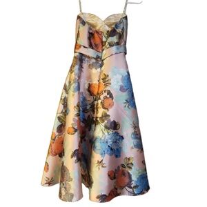 CHI CHI  LONDON Strapless FLORAL Midi DRESS PINK US 4 (S/M) + Straps